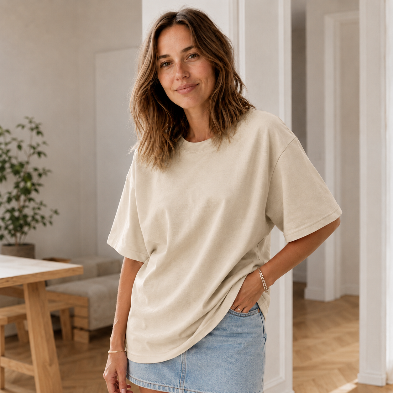 Camiseta Oversized Sina – Algodón Puro, Corte Holgado