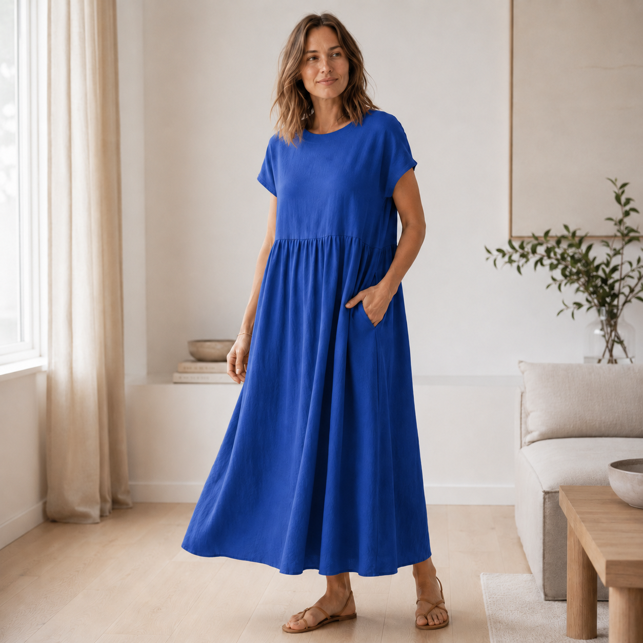 Vestido de Verano Annika – A-Line Amplio con Bolsillos