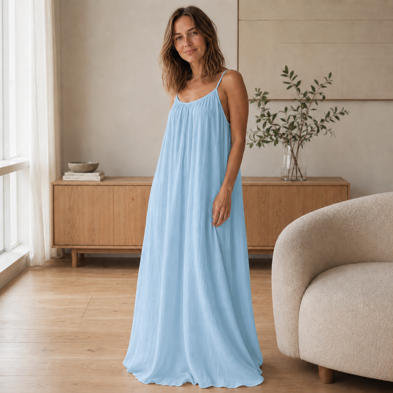 Vestido Largo de Tirantes Saskia – Fresco y de Corte Largo