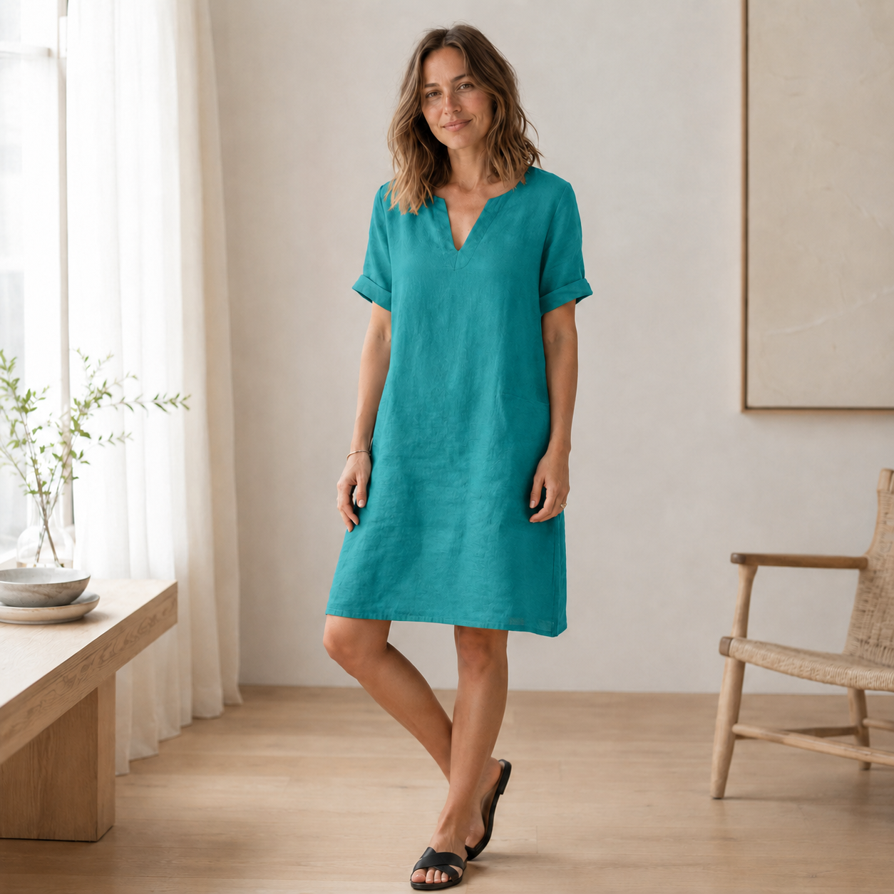 Vestido de Verano Nora – Ligero y Fresco Efecto Lino