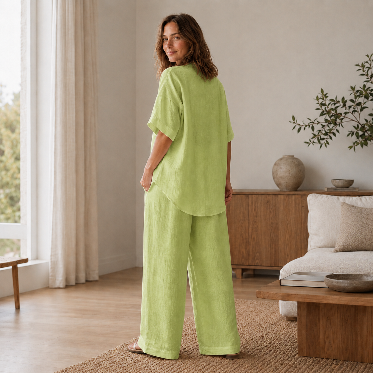 Conjunto Loungewear Lina – Blusa y Pantalón Ancho