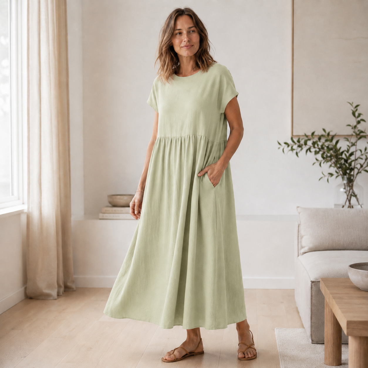 Vestido de Verano Annika – A-Line Amplio con Bolsillos