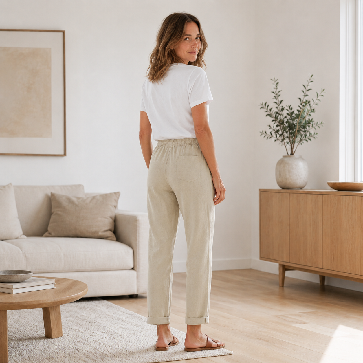 Pantalón de Verano Hanna – Pierna Recta con Cordón Ajustable