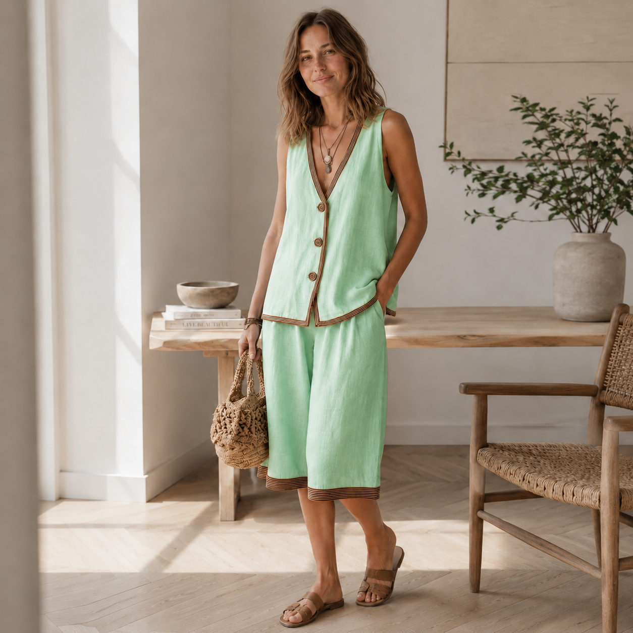 Conjunto Loungewear Ronja – Chaleco y Short Ancho