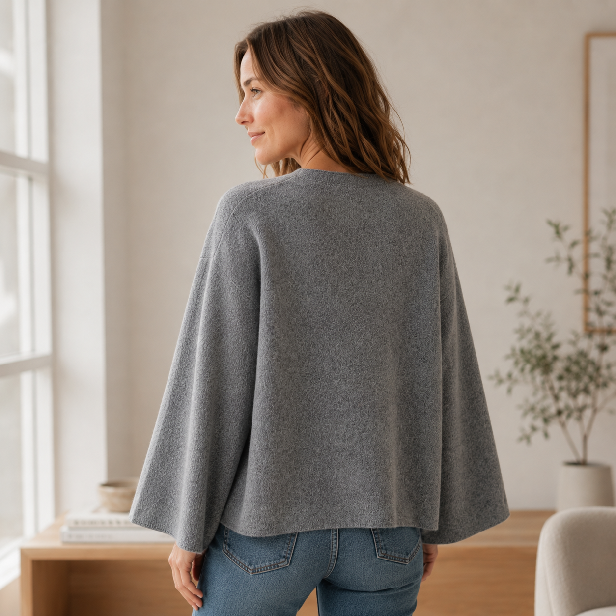Chaqueta de Punto Marlene – Estilo Kimono con Mangas Anchas
