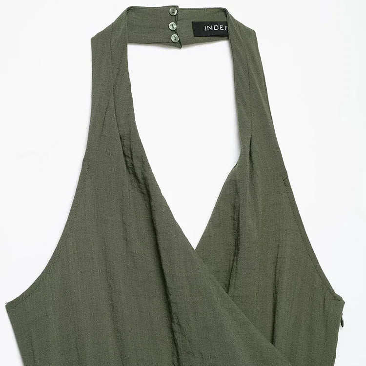 Vestido Cruzado Freya – Escote Halter con Cinturón