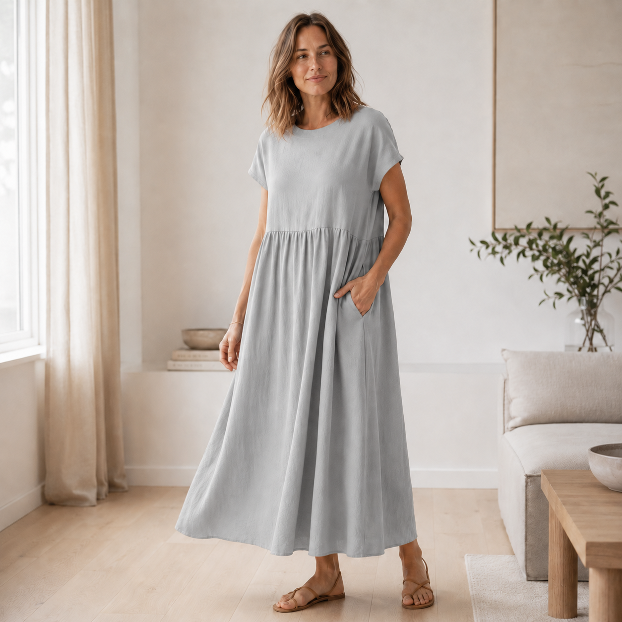 Vestido de Verano Annika – A-Line Amplio con Bolsillos