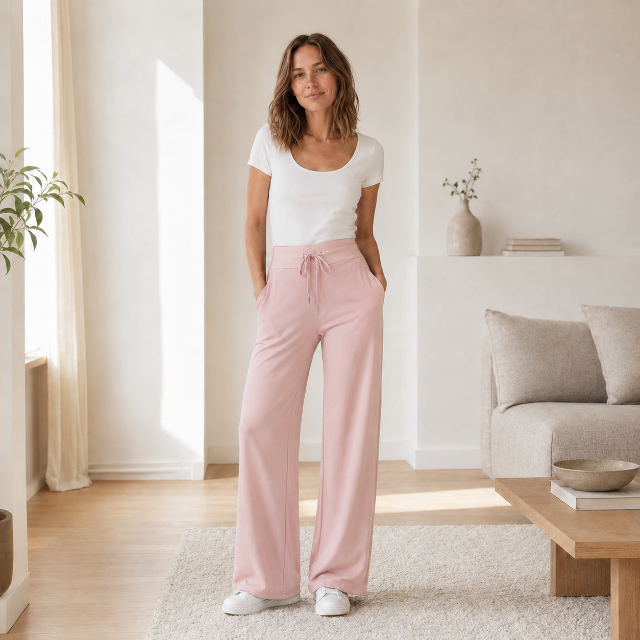 Pantalón Wide-Leg Kira – Cintura Alta Efecto Seda Helada