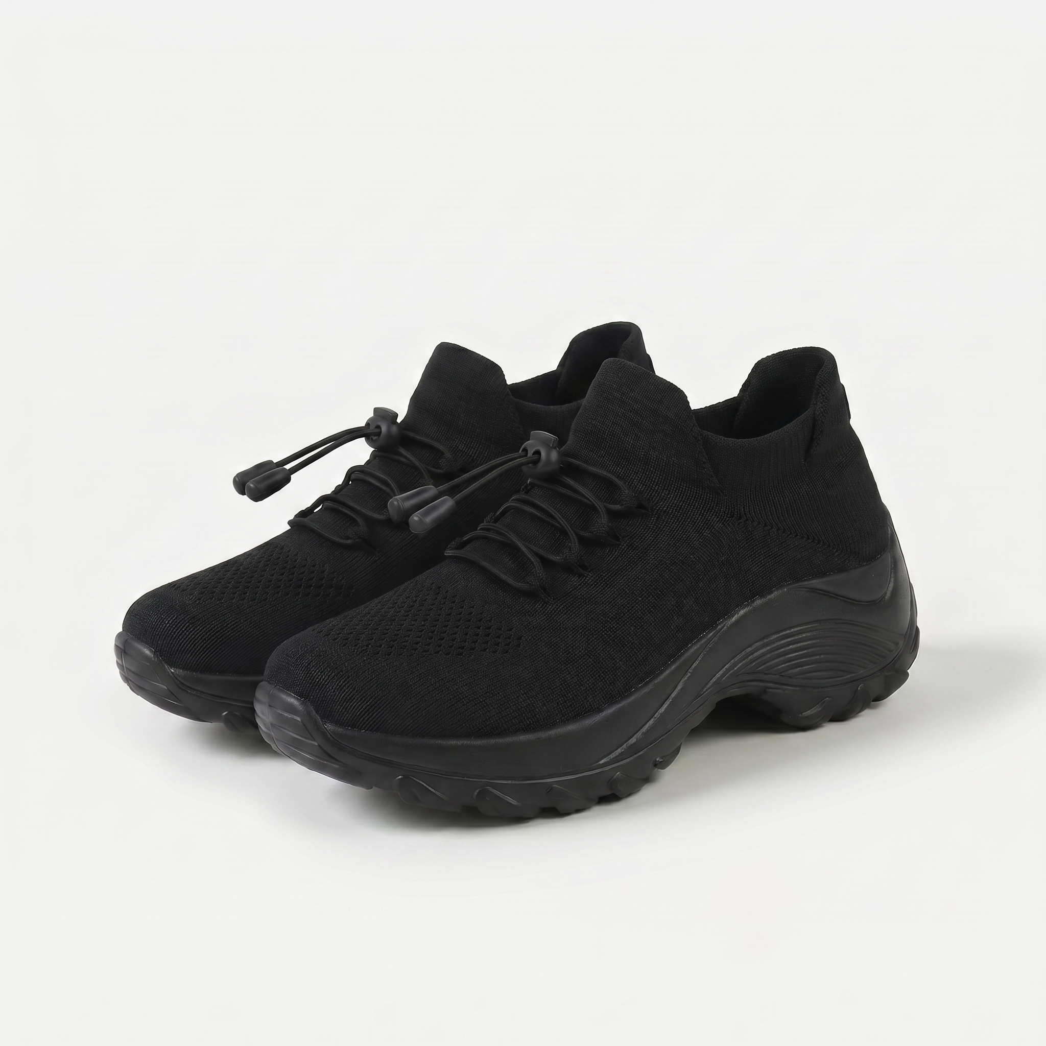 Ambulo Orthopädische Schuhe Strickstoff - Alles Schwarz