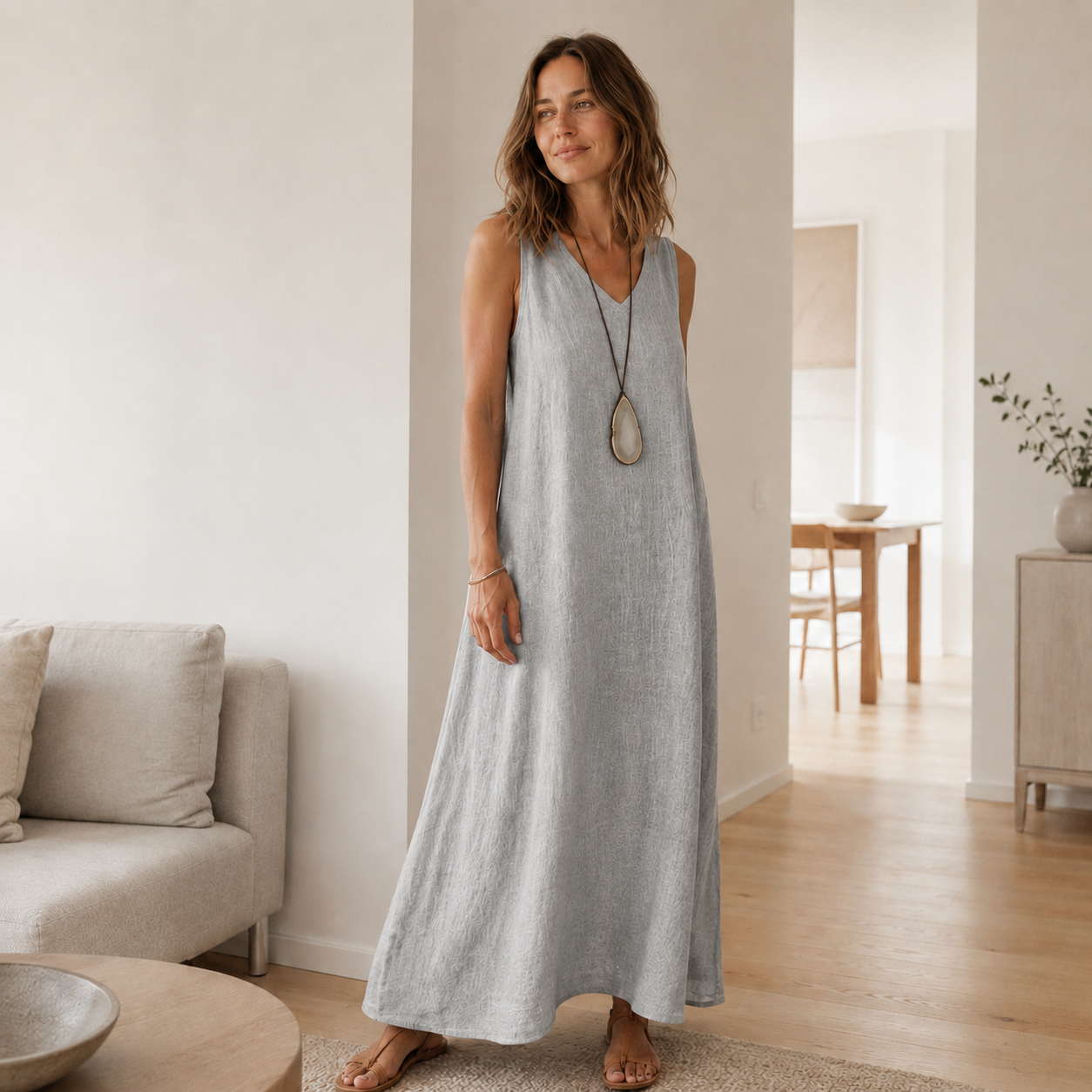 Vestido Largo Boho Fenja – Sin Mangas con Escote en V