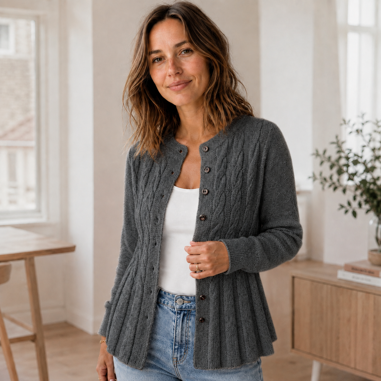 Chaqueta de Punto Mila – Cárdigan con Peplum