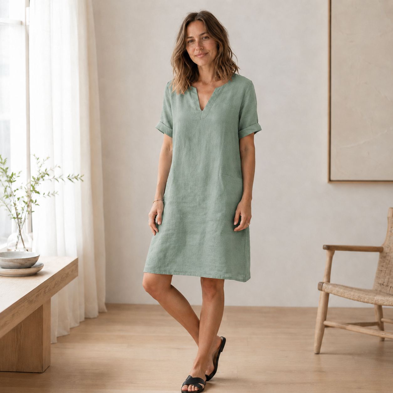 Vestido de Verano Nora – Ligero y Fresco Efecto Lino