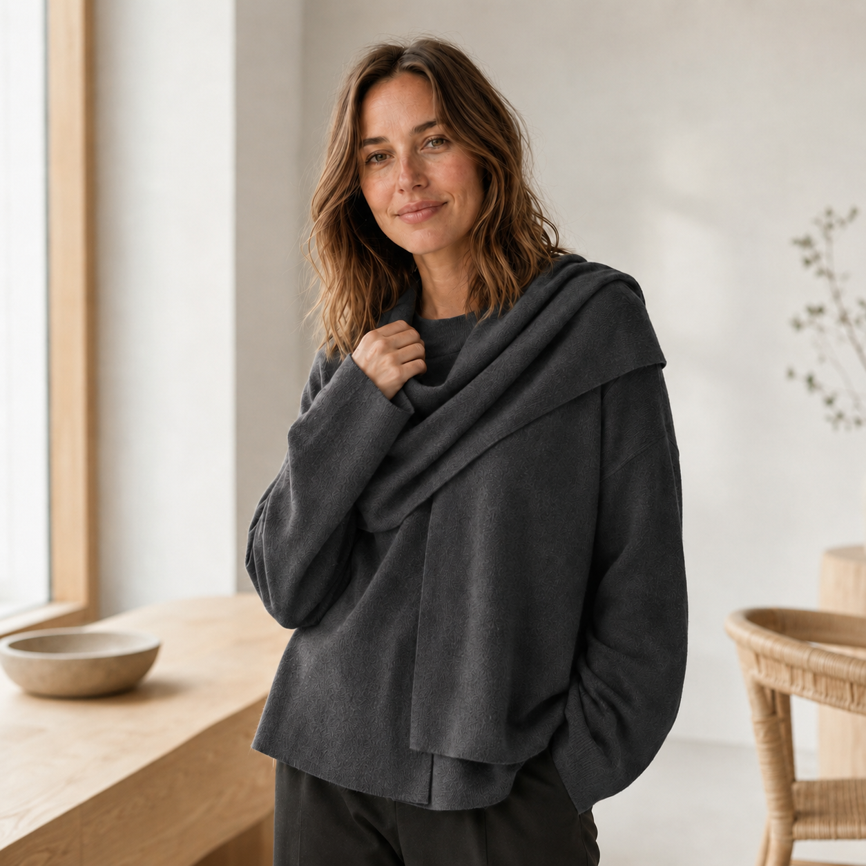 Suéter de Punto Carla – Cuello Bufanda Oversized
