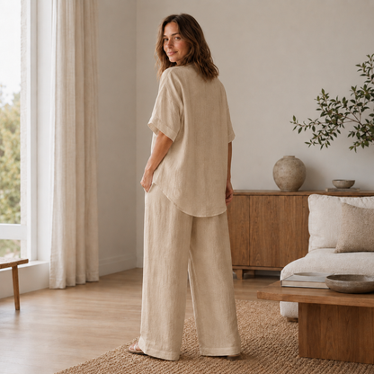 Conjunto Loungewear Lina – Blusa y Pantalón Ancho
