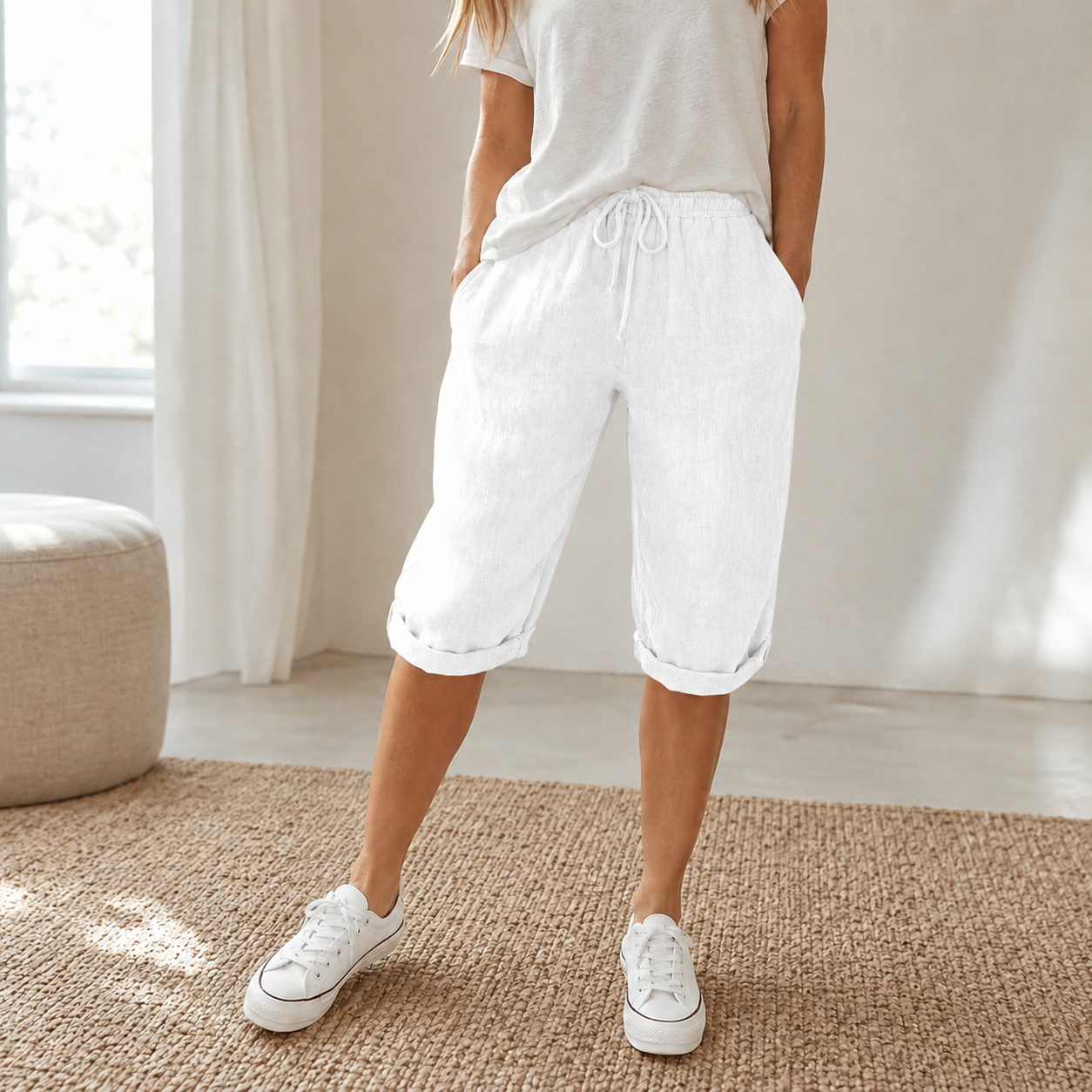 Pantalón Capri Marit – Fresco y Holgado con Cordón Ajustable