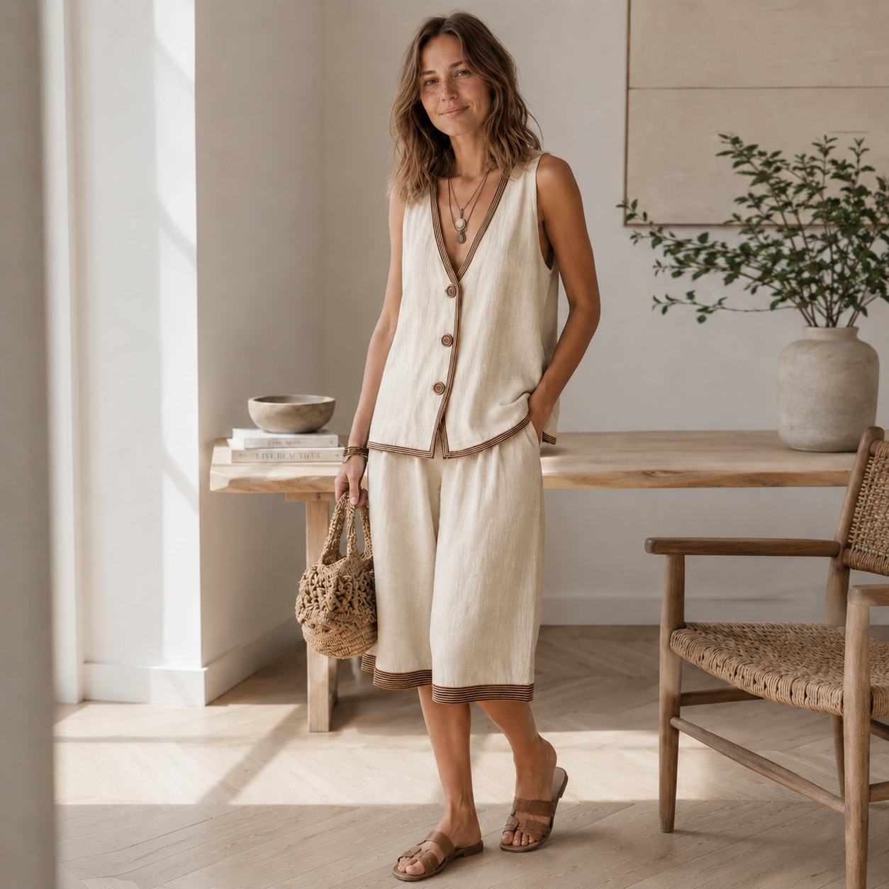 Conjunto Loungewear Ronja – Chaleco y Short Ancho