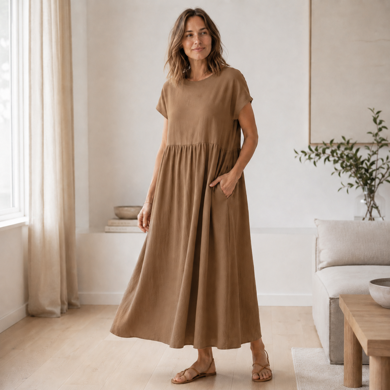 Vestido de Verano Annika – A-Line Amplio con Bolsillos