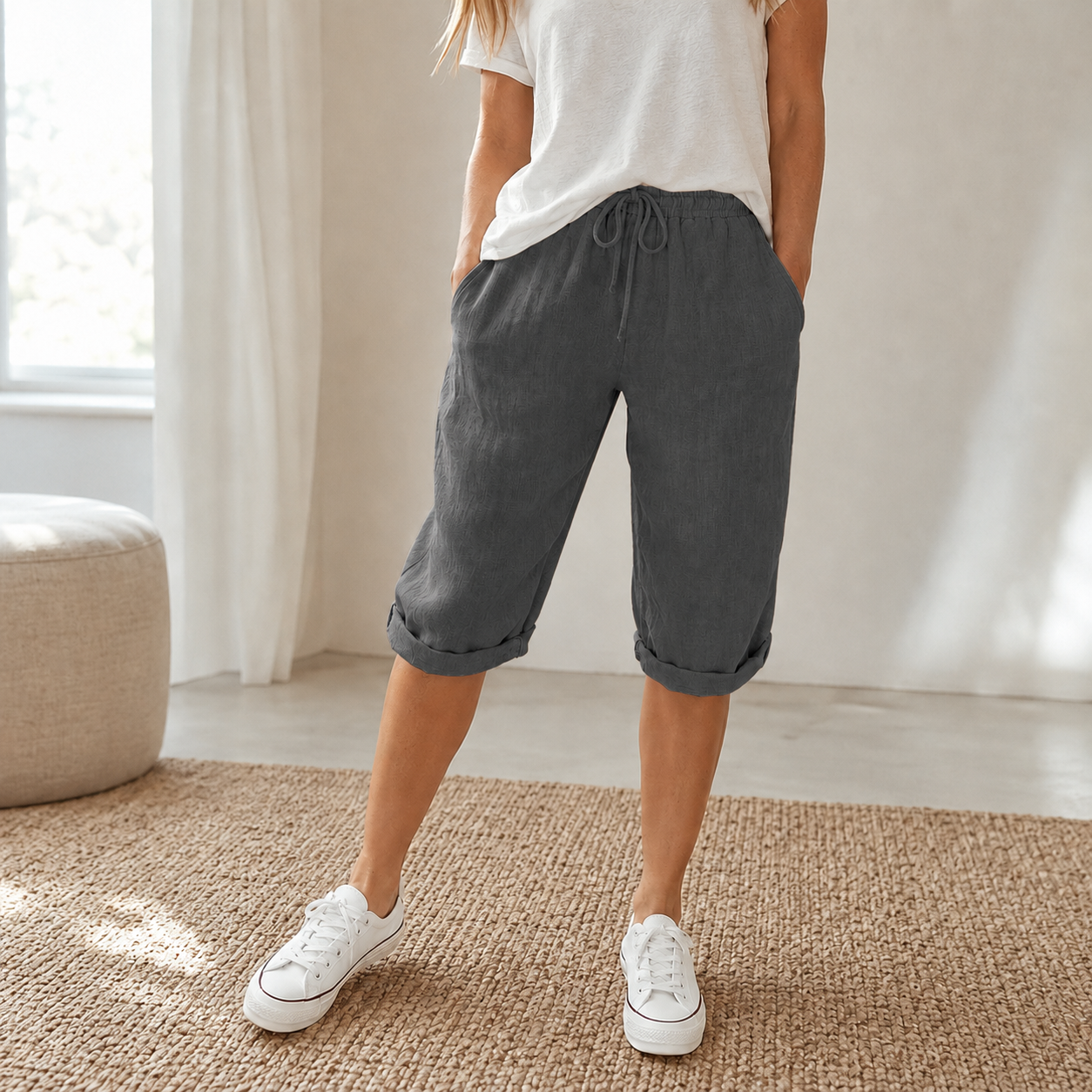 Pantalón Capri Marit – Fresco y Holgado con Cordón Ajustable