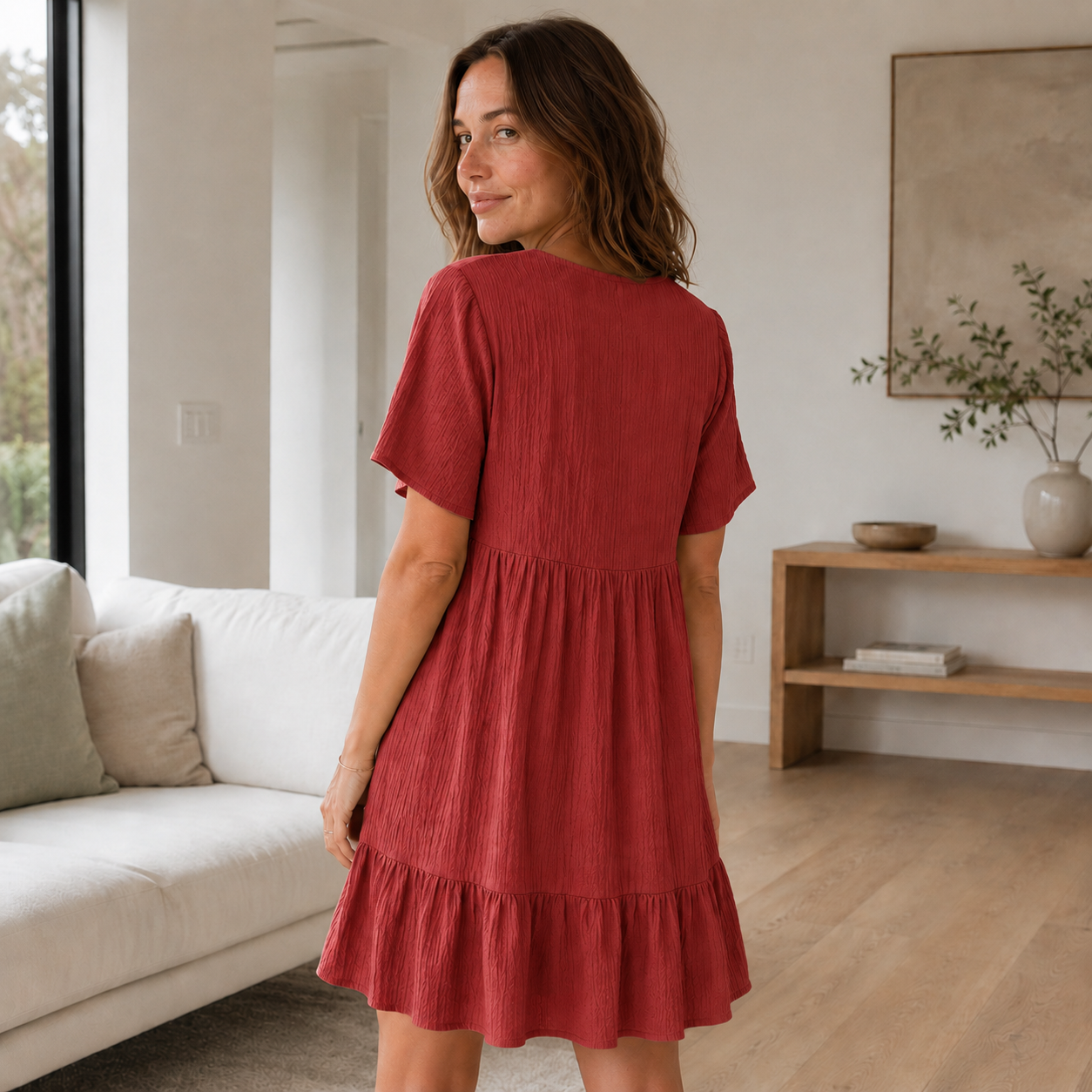 Vestido de Verano con Volantes Livia – Escote en V Escalonado