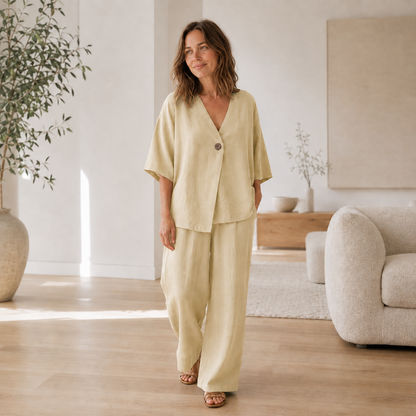 Conjunto Loungewear Mara – Blusa y Pantalón Ancho