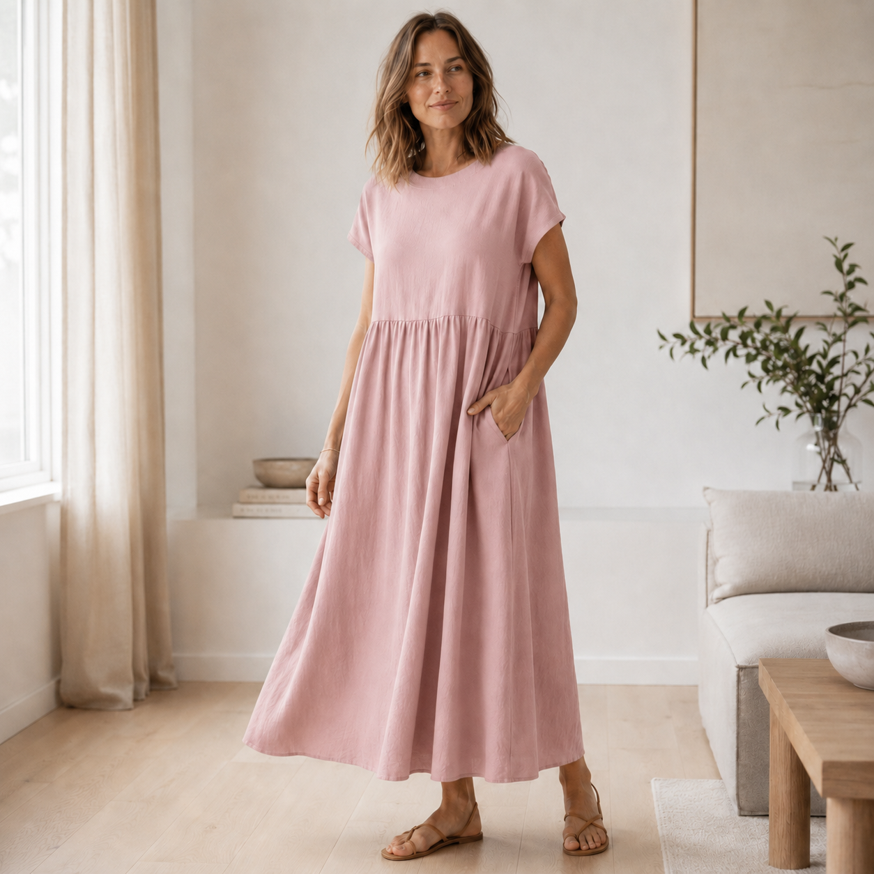 Vestido de Verano Annika – A-Line Amplio con Bolsillos