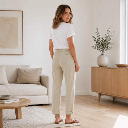 Pantalón de Verano Hanna – Pierna Recta con Cordón Ajustable