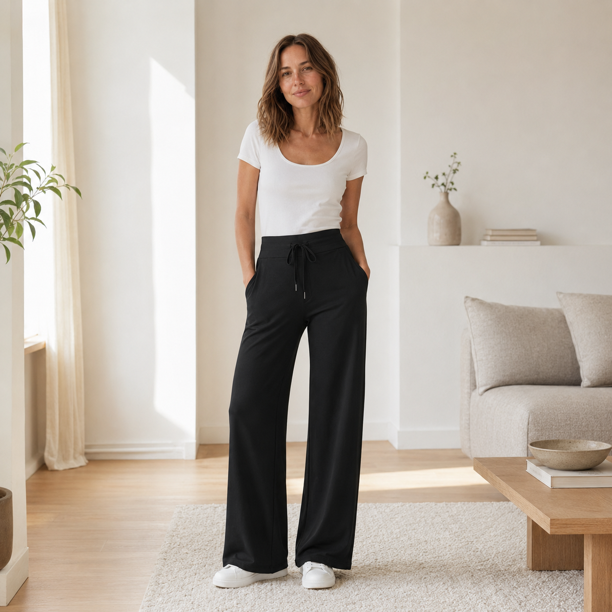 Pantalón Wide-Leg Kira – Cintura Alta Efecto Seda Helada