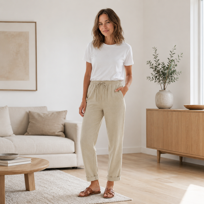 Pantalón de Verano Hanna – Pierna Recta con Cordón Ajustable