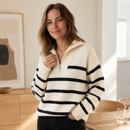 Troyer Anouk – Suéter de Punto a Rayas con Media Cremallera