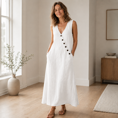 Vestido Largo Ines – Sin Mangas con Escote en V Profundo