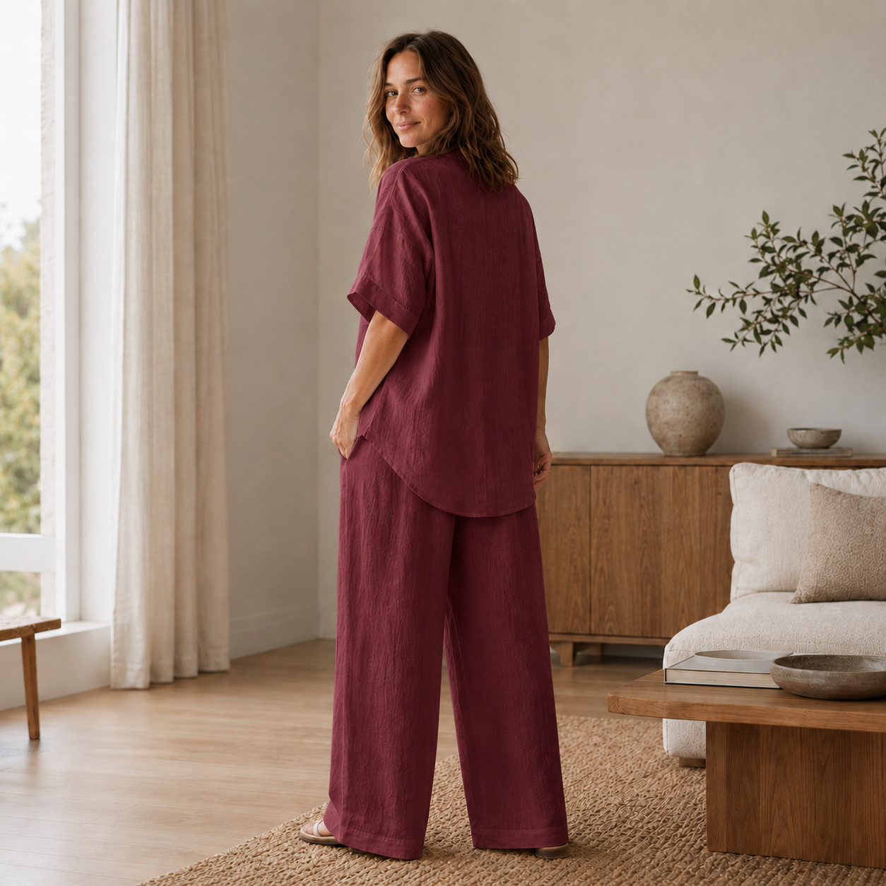 Conjunto Loungewear Lina – Blusa y Pantalón Ancho