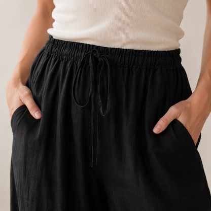 Pantalón Palazzo Alva – Pierna Ancha con Cinturón Anudado