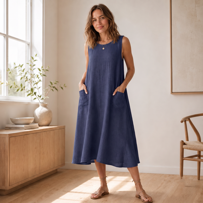 Vestido de Verano Wilma – Sin Mangas de Corte A-Line