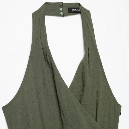Vestido Cruzado Freya – Escote Halter con Cinturón