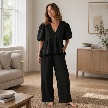 Conjunto Loungewear Elin – Blusa y Pantalón de Algodón