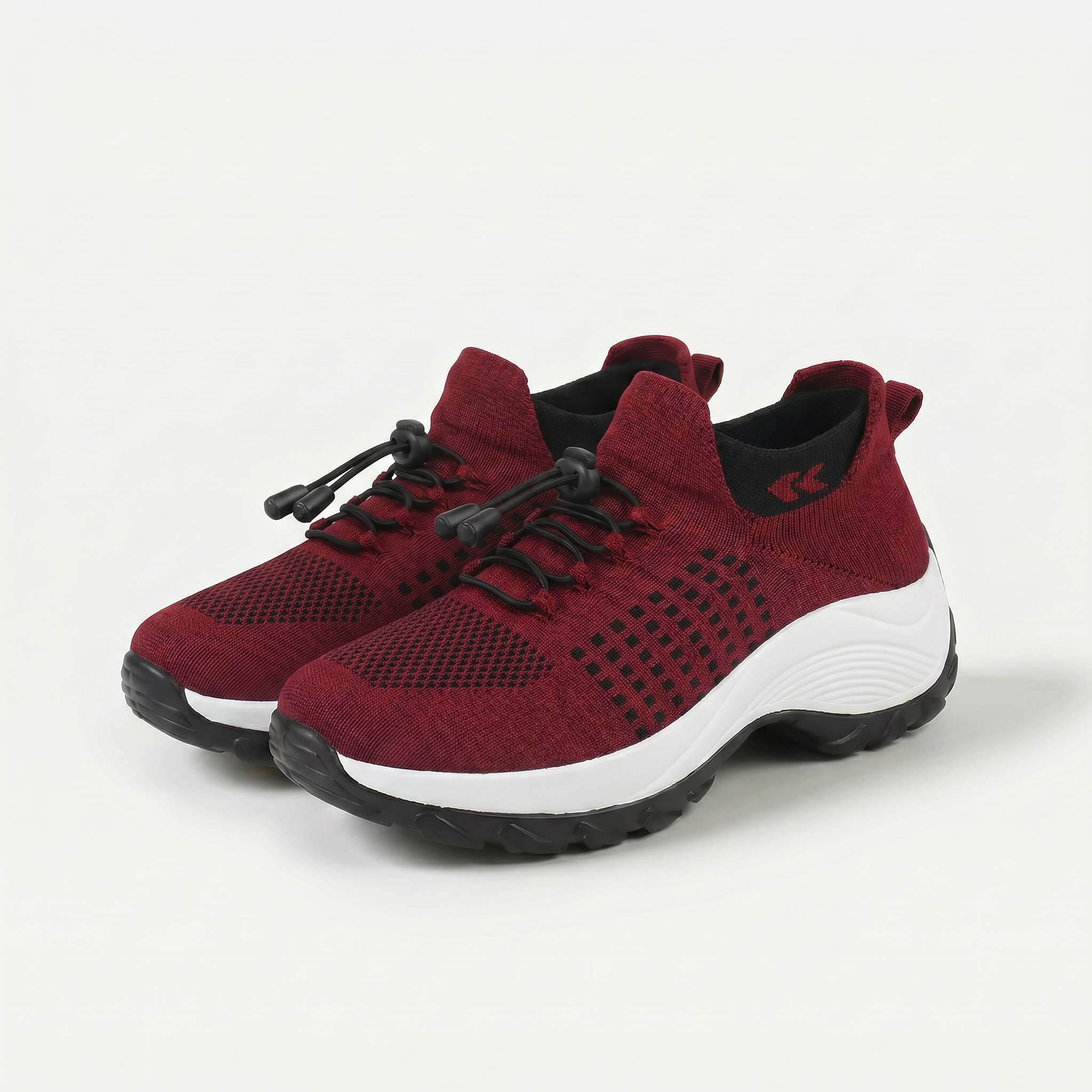 Ambulo Orthopädische Schuhe Strickstoff - Schwarz Rot