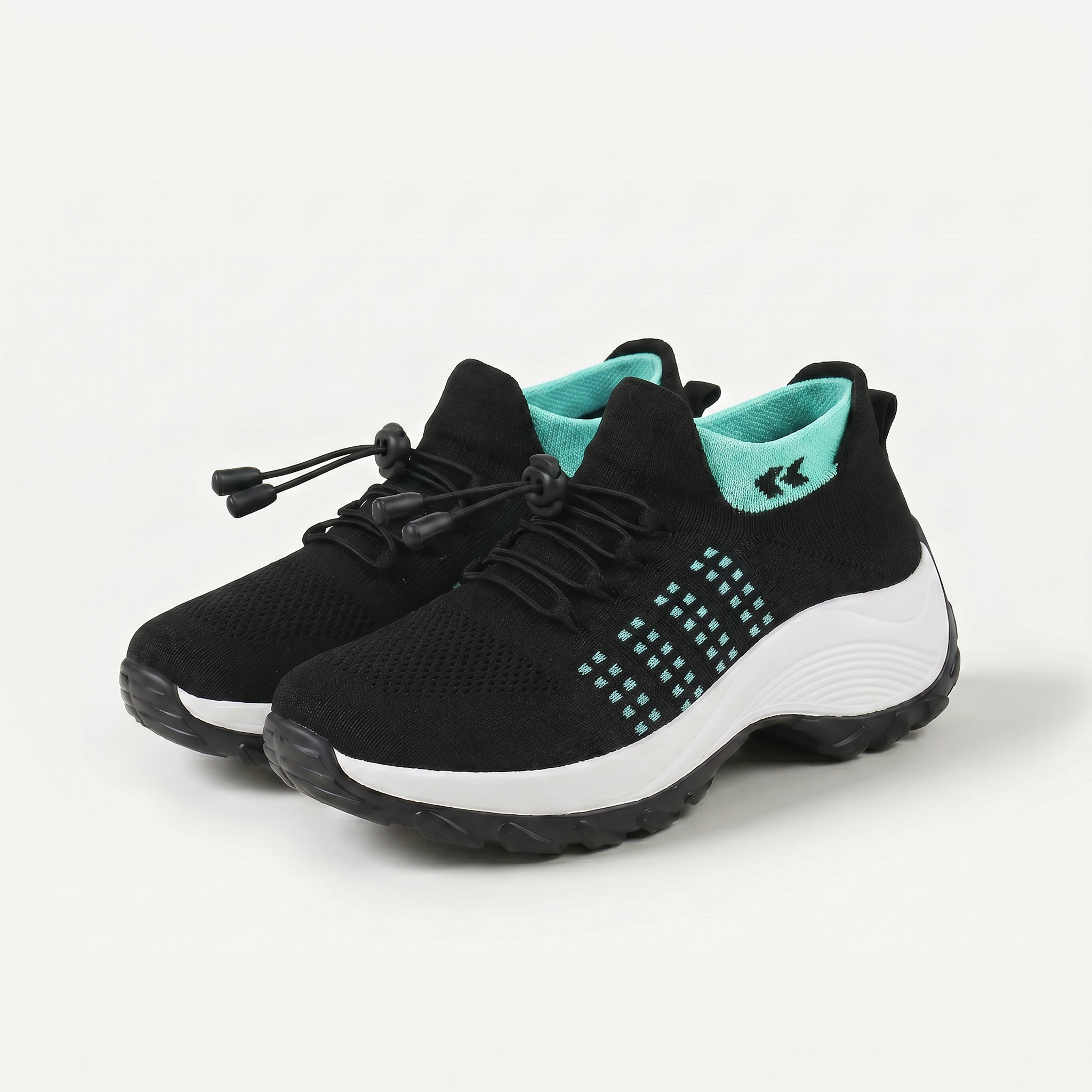 Ambulo Orthopädische Schuhe Strickstoff - Grün Schwarz