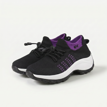 Ambulo Orthopädische Schuhe Strickstoff - Lila Schwarz