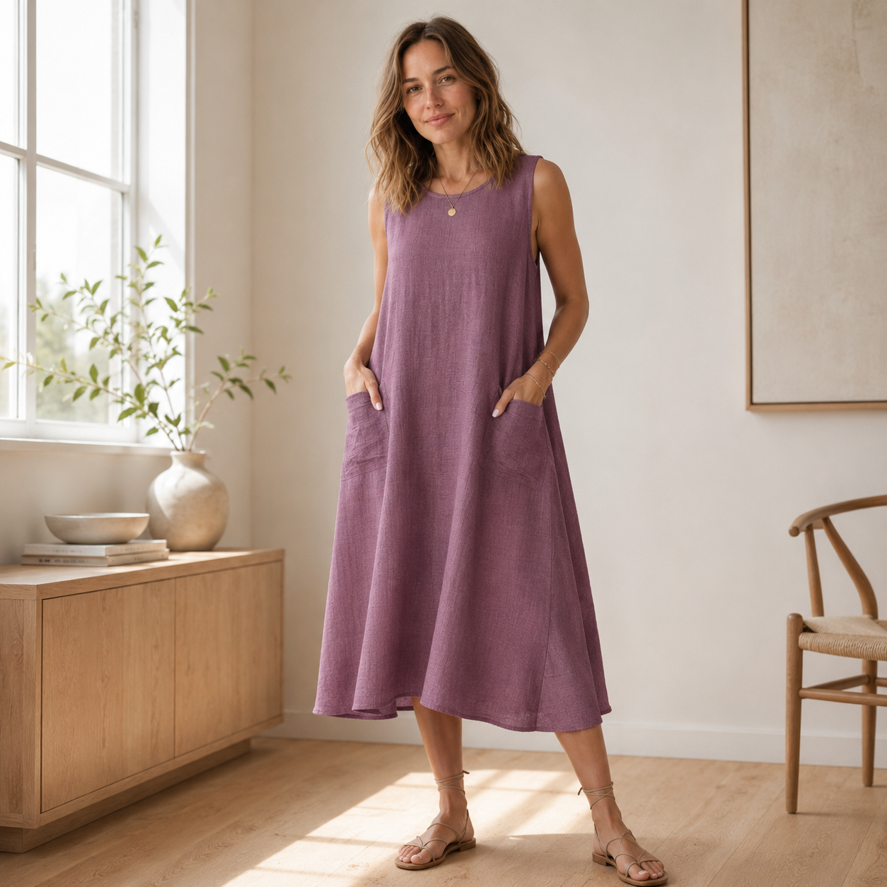 Vestido de Verano Wilma – Sin Mangas de Corte A-Line