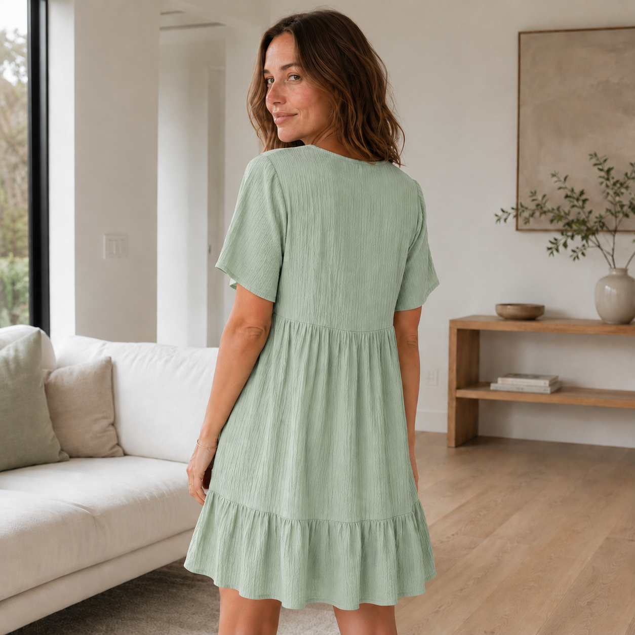 Vestido de Verano con Volantes Livia – Escote en V Escalonado