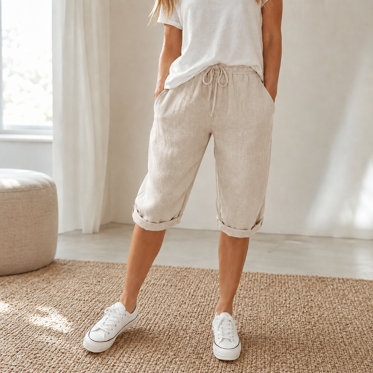 Pantalón Capri Marit – Fresco y Holgado con Cordón Ajustable