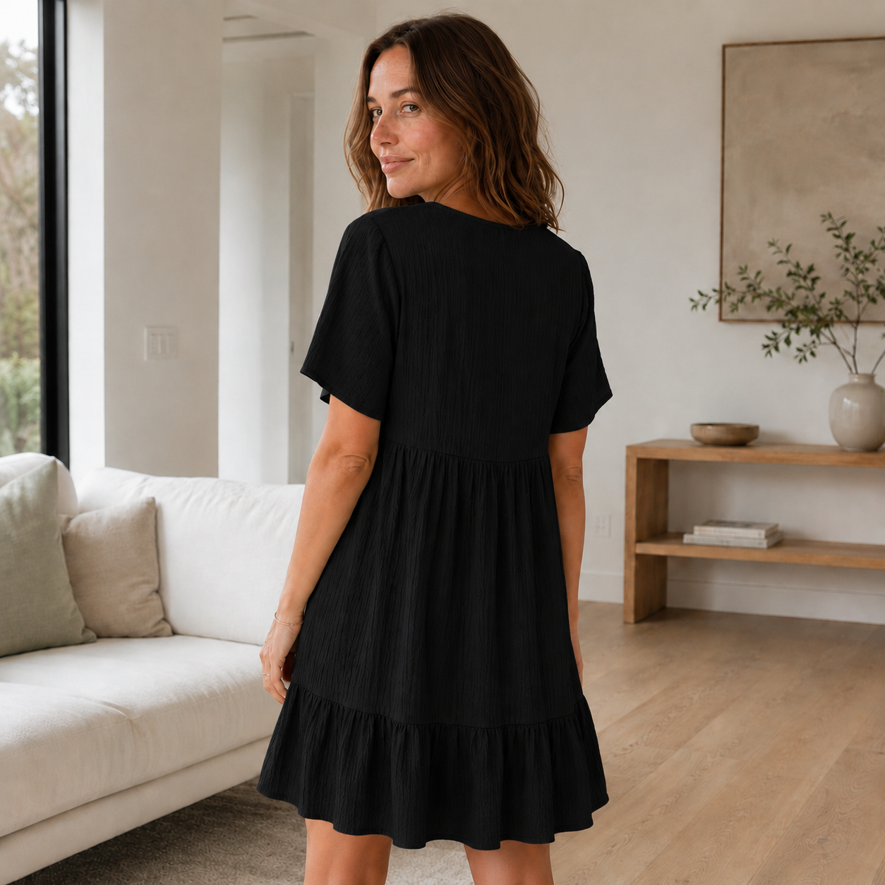 Vestido de Verano con Volantes Livia – Escote en V Escalonado