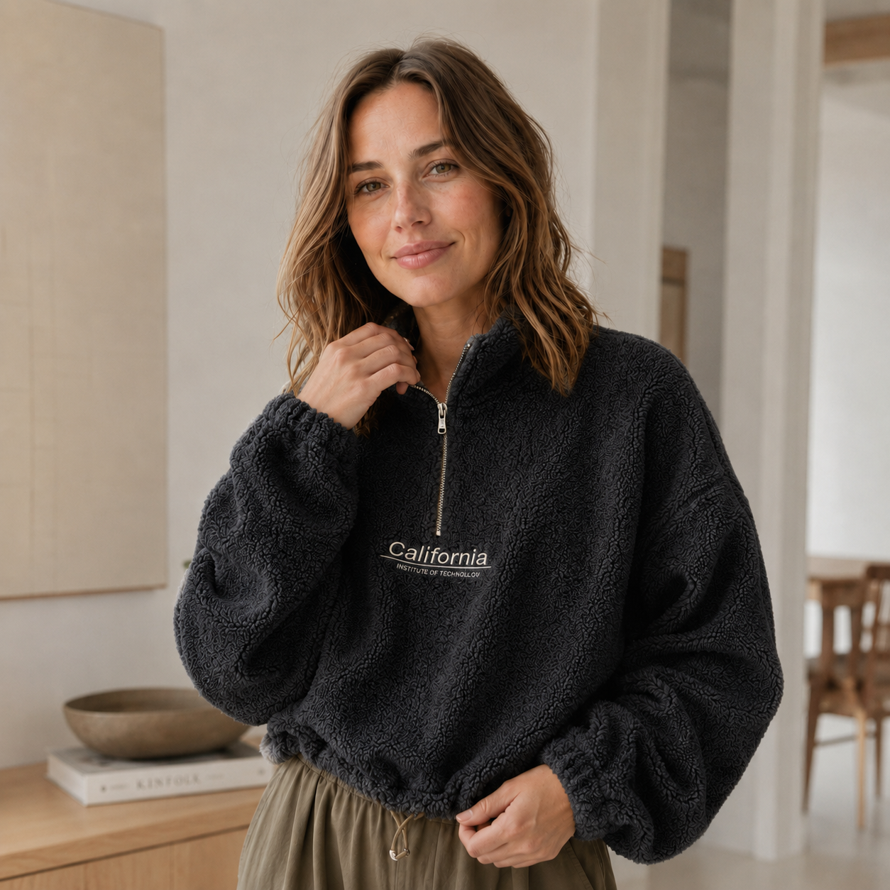Teddy Half-Zip Romi – Cropped y Súper Suave