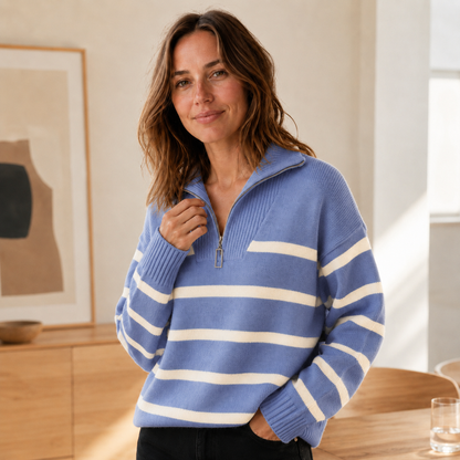 Troyer Anouk – Suéter de Punto a Rayas con Media Cremallera