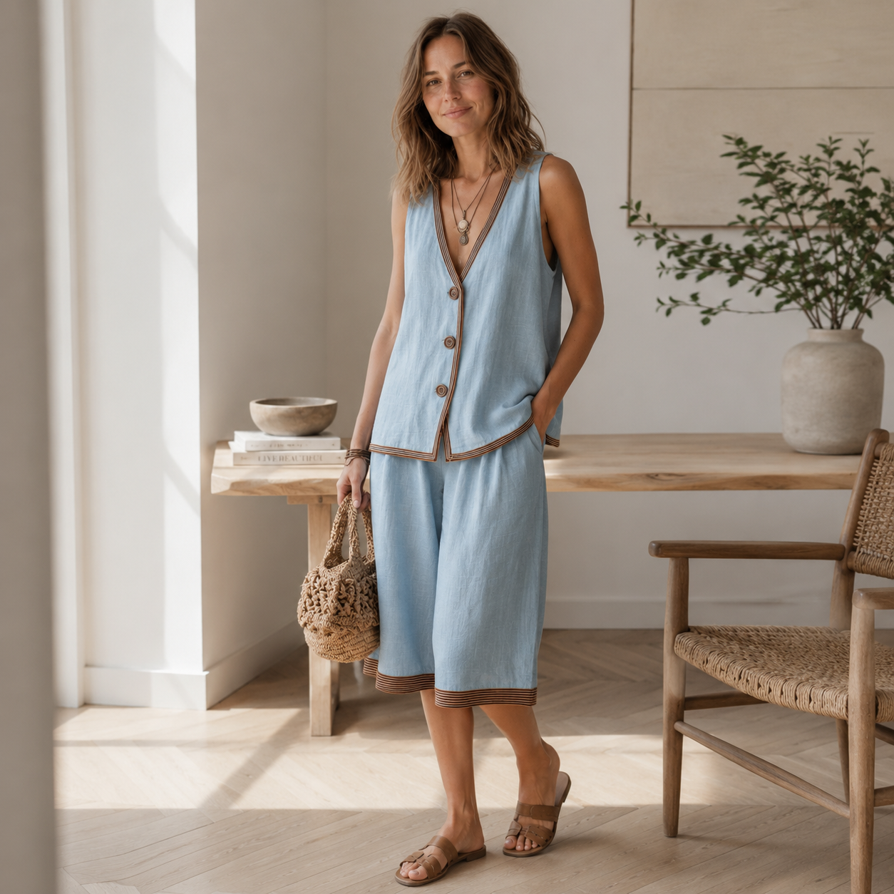 Conjunto Loungewear Ronja – Chaleco y Short Ancho
