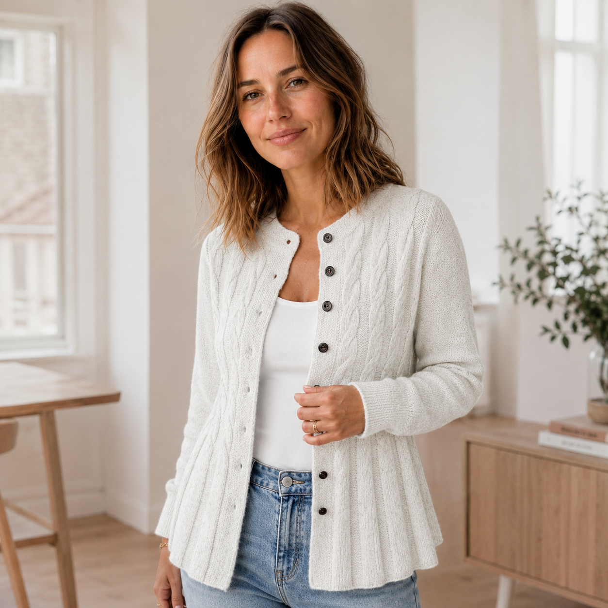 Chaqueta de Punto Mila – Cárdigan con Peplum