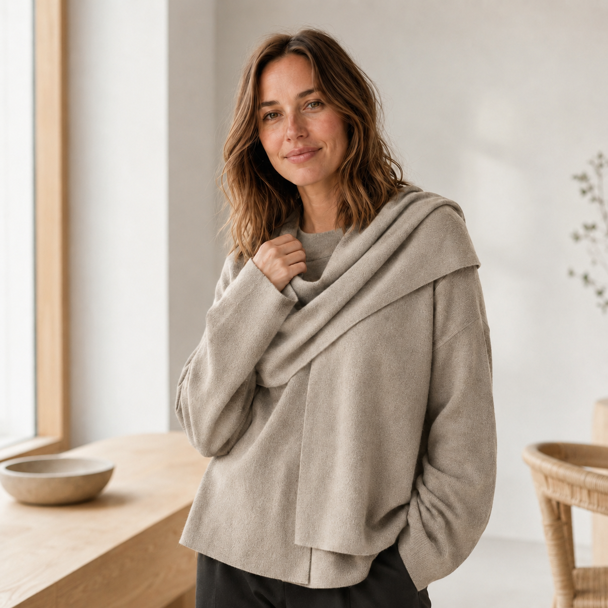 Suéter de Punto Carla – Cuello Bufanda Oversized