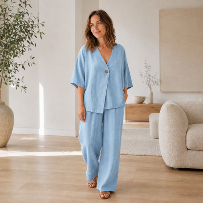 Conjunto Loungewear Mara – Blusa y Pantalón Ancho
