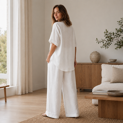 Conjunto Loungewear Lina – Blusa y Pantalón Ancho