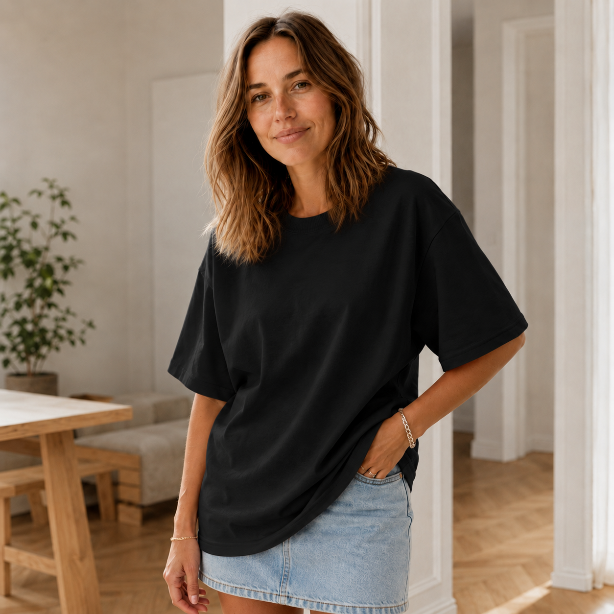 Camiseta Oversized Sina – Algodón Puro, Corte Holgado